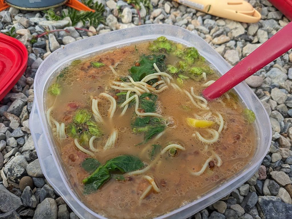 Ramen with stinging nettle greens and Siberian elm samaras.